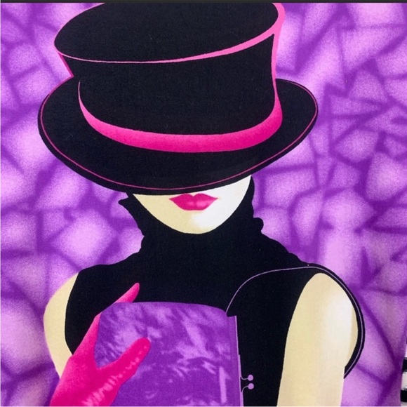 Peter Nygard soft stretchy vibrant 3/4 sleeve tee zebra print lady graphic - Picture 3 of 5